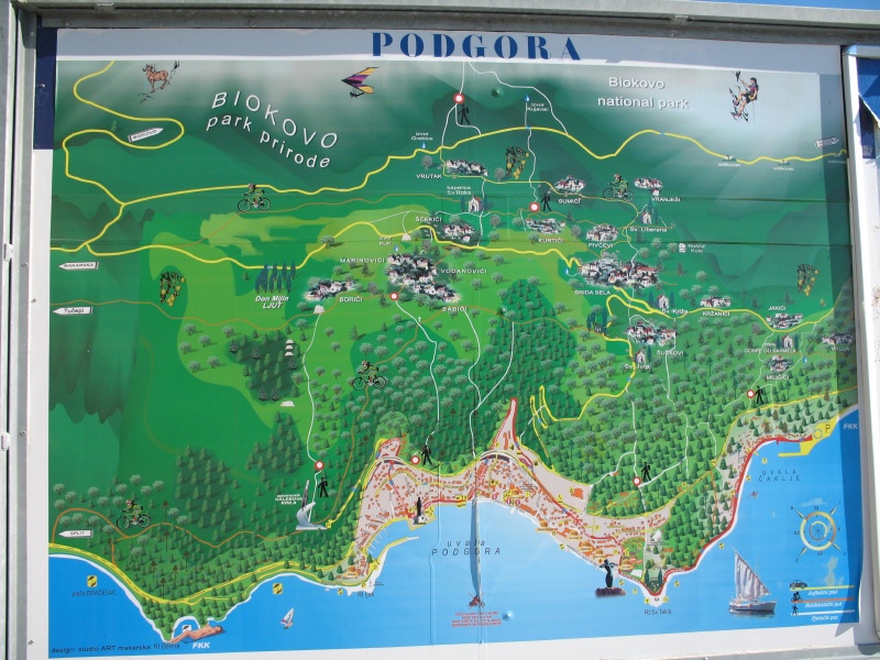 mapa Podgory a okoli